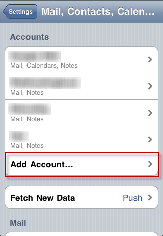 iPhone - add email account, step 2