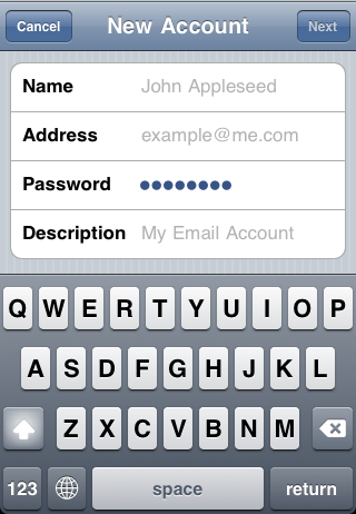 iPhone - account settings