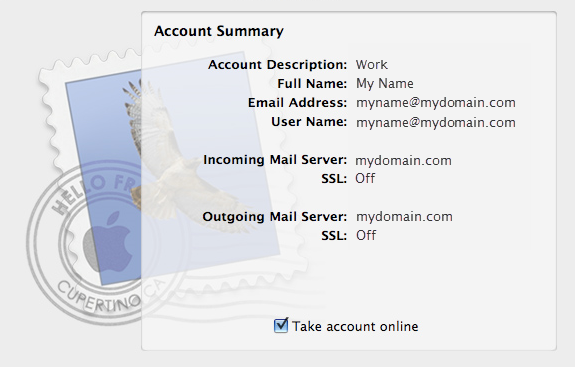 Mac Mail Leopard - account summary