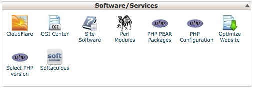 cPanel software services page