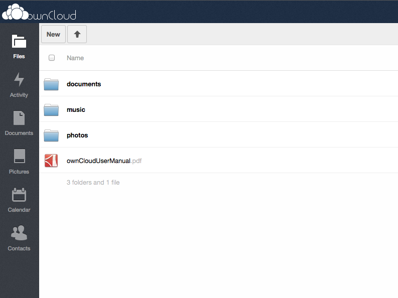 ownCloud interface